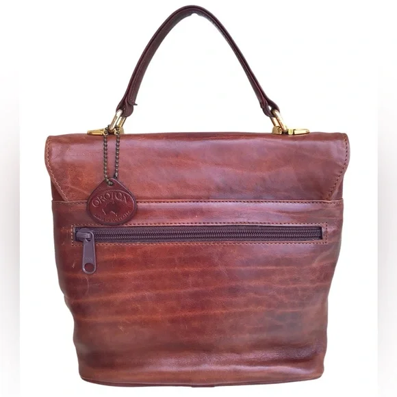 Oroton Vintage Brown Leather Satchel Made In Australia - Picture 3 of 15